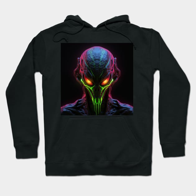 Alien Neon Art 9 Hoodie by AstroRisq